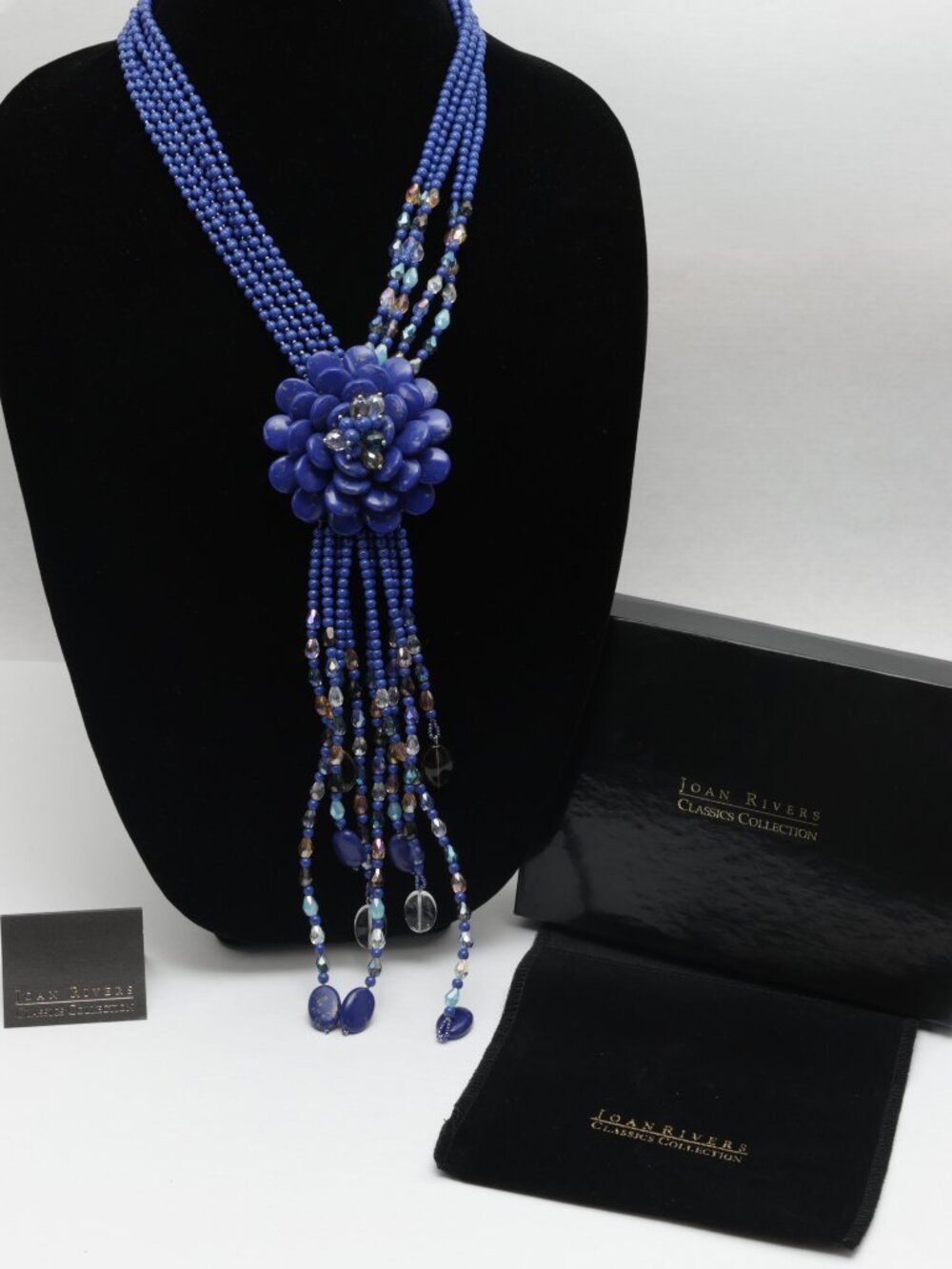 Joan Rivers Starlet Faux Lapis Blue Flower Necklace Classic Collection New w Box